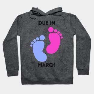 Due in March Mom to Be Baby Footprints Hoodie